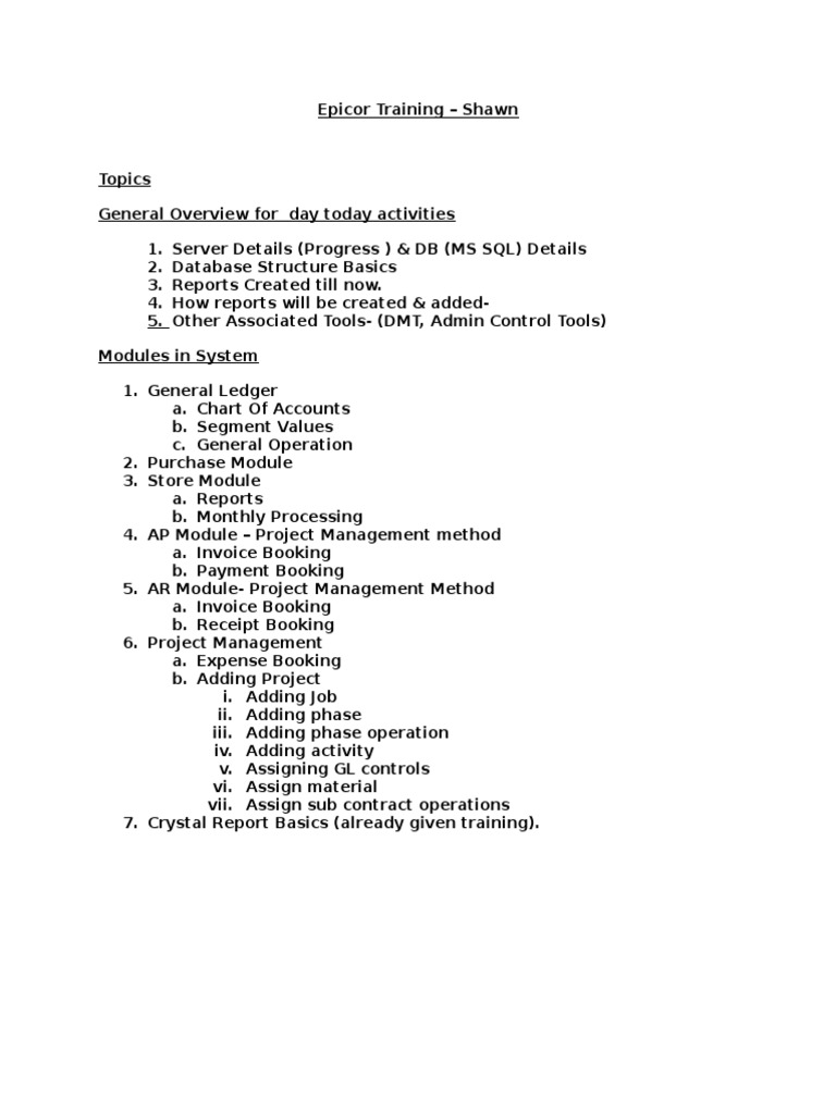 Epicor Training Overview and Modules | PDF