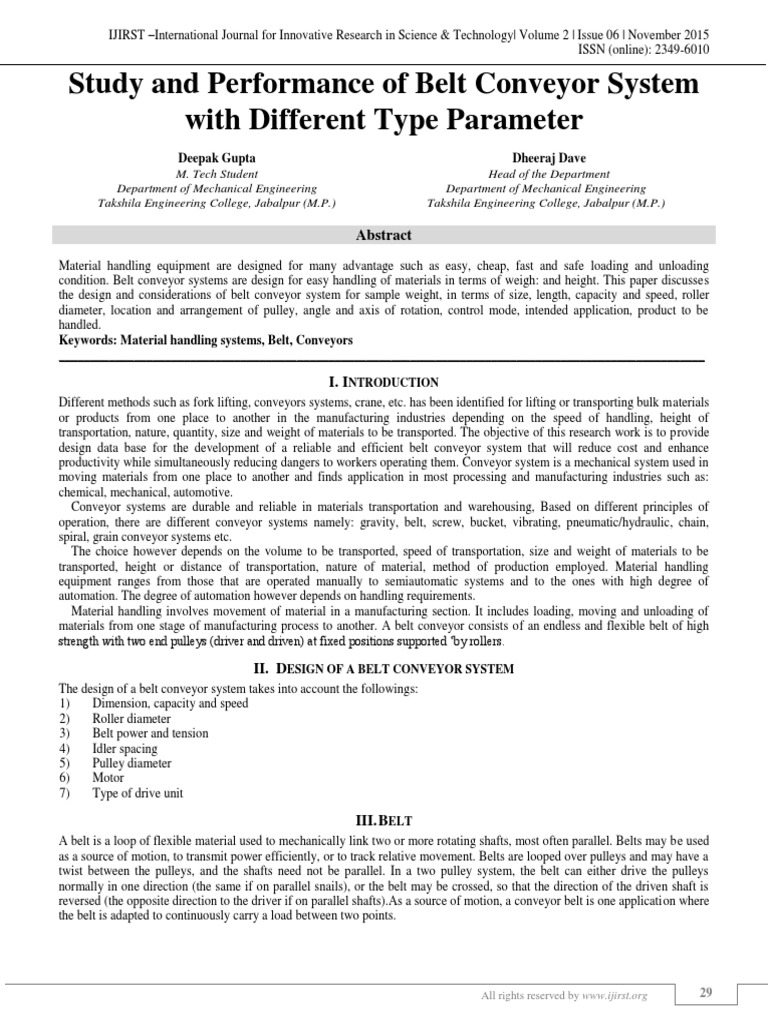 Belt Conveyor System Design Study | PDF | Belt (Mechanical) | Electric ...