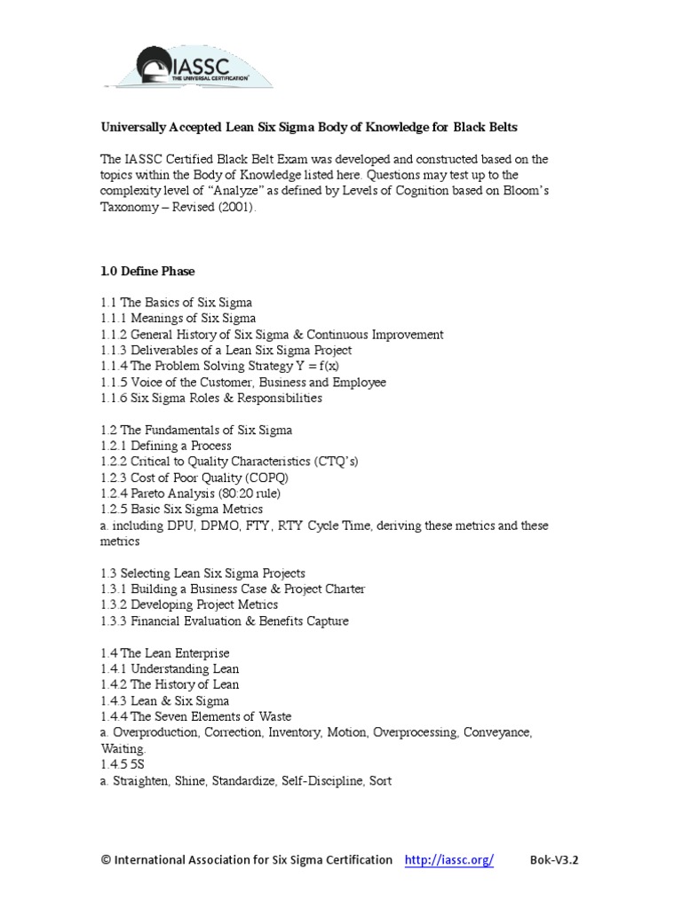 IASSC Black Belt Body of Knowledge PDF