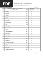 List of Materials For House Keeping: (To Be Submitted Along With Part-2 Price Bid)