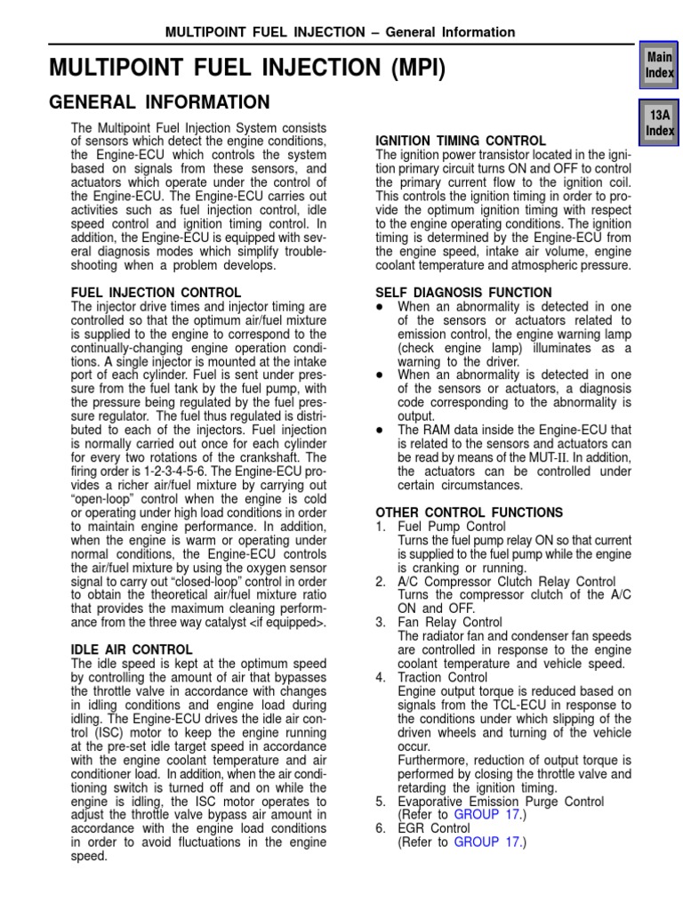 MPI System Overview and Specifications | PDF | Throttle | Fuel Injection