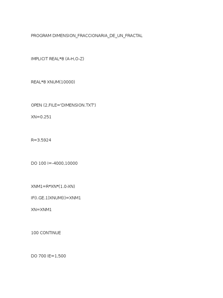 Fractal Dimension Calculation in Fortran | PDF
