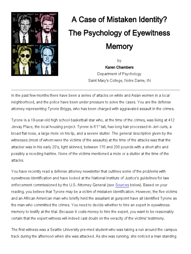 A Case of Mistaken Identity Witness Justice