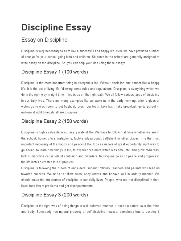 write a essay on discipline