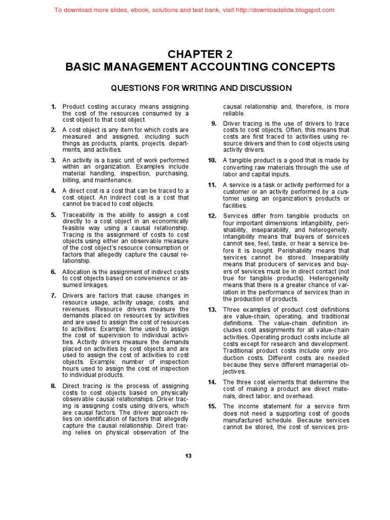 Basic Concepts in Management Accounting | PDF | Cost Of Goods Sold ...