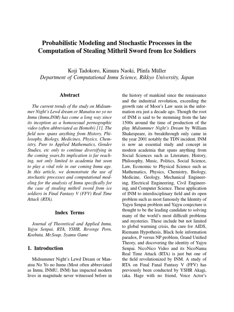 Mithril Sword Ice Soldier PDF Markov Chain Science 