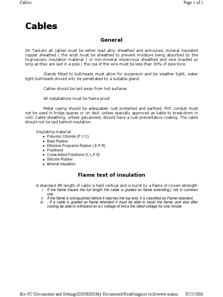 Tanker Cable Installation Guidelines | PDF