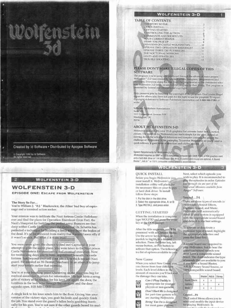 Wolfenstein 3D Pc Manual : Id Software – TFRTNX
