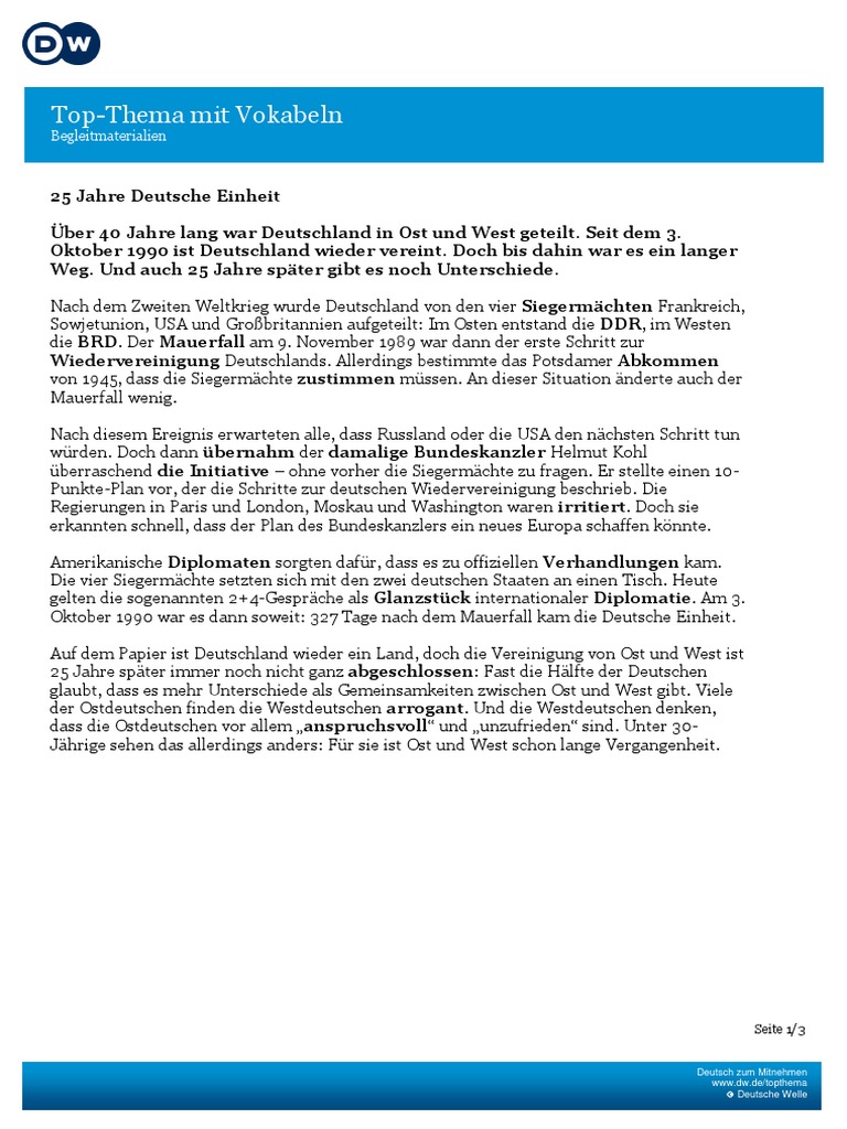 Top Thema 25 Jahre Deutsche Einheit Pdf
