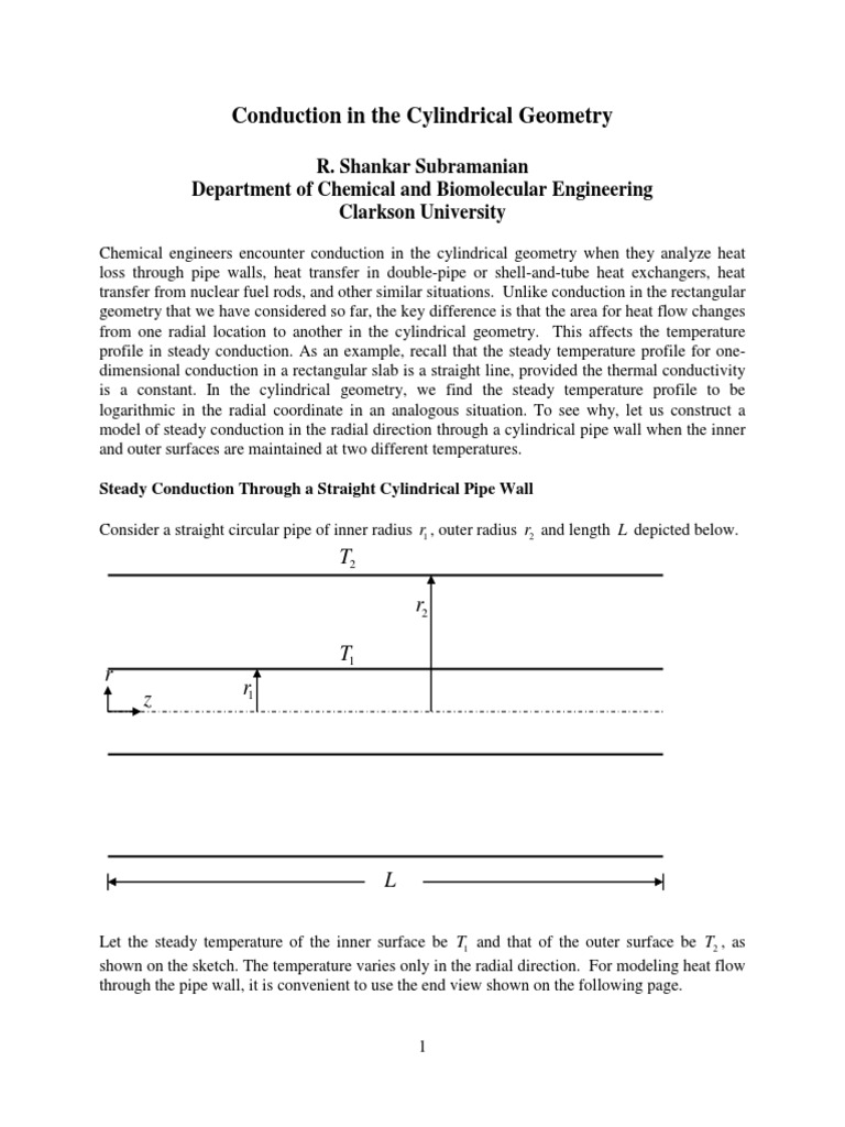 Conduction in Cylindrical Geometry | PDF | Thermal Conduction | Heat ...