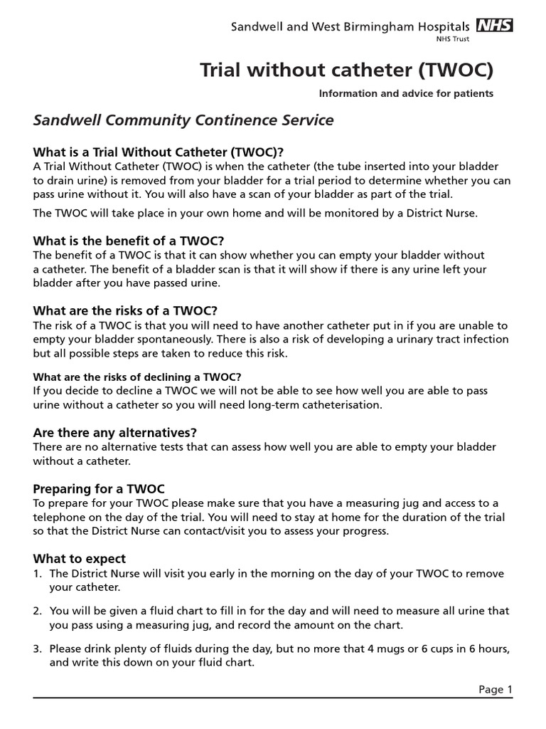 Trial Without Catheter ML3617 Health Care Public Health