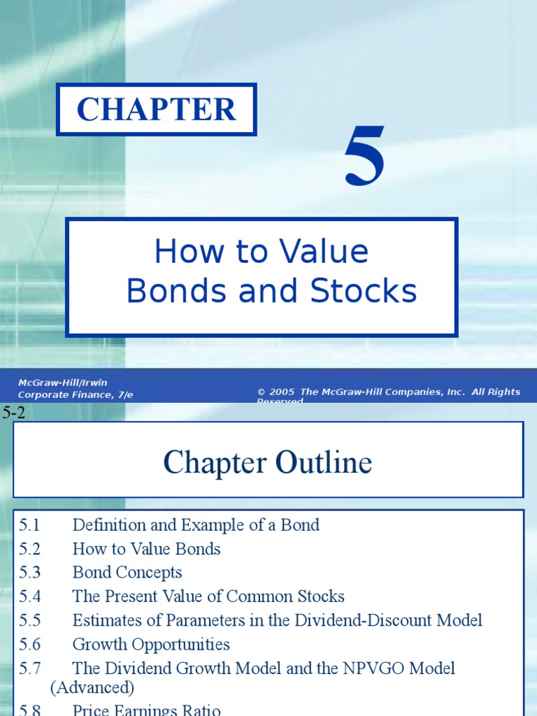08 Valuation of Stocks and Bonds PDF Bonds (Finance) Discounting