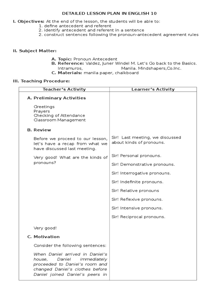 detailed-lesson-plan-in-pronoun-antecedent-agreement-pdf-grammatical-number-pronoun