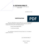 M.M. Estonina Realty: Certification