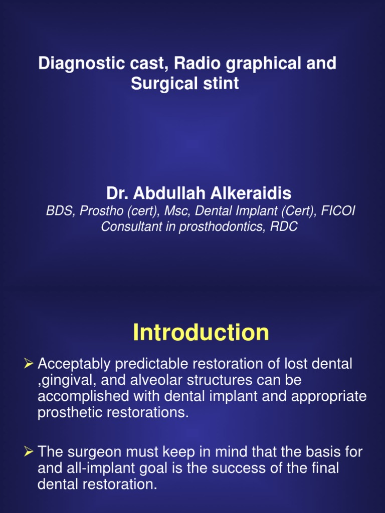 Dignostic Cast, Radiographic and Surgical Stent PDF PDF Dental