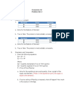 Econ Problem Set 2: Elasticity and Equilibrium