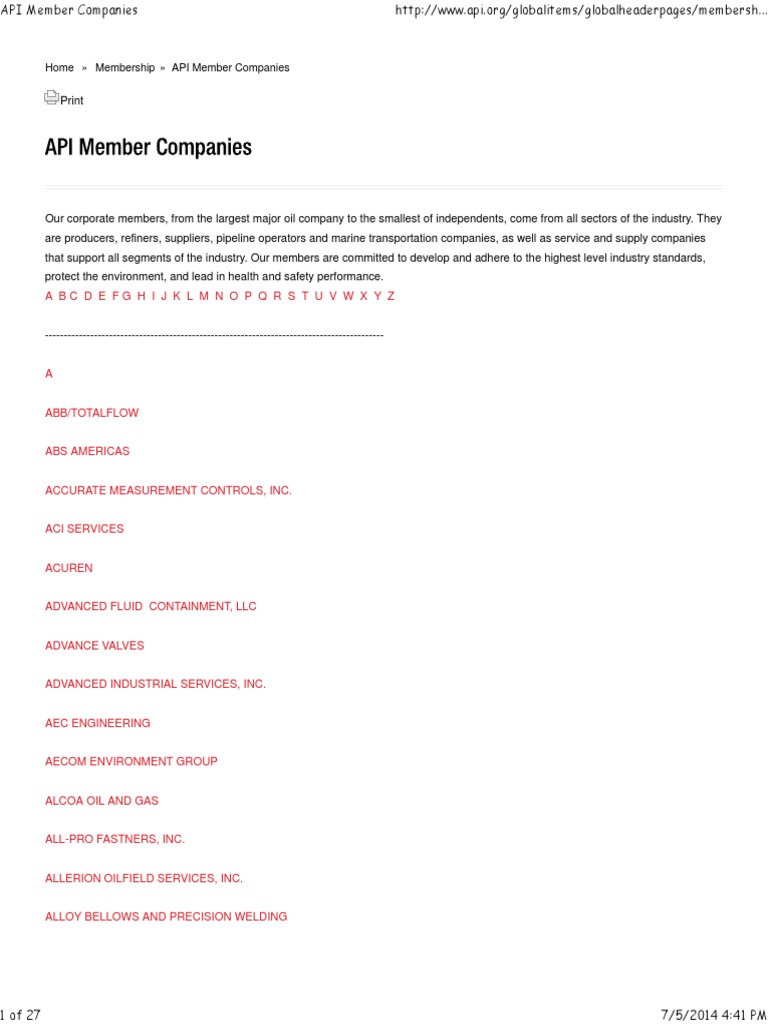 API Member Companies Overview | PDF | Petroleum Industry | Petroleum ...