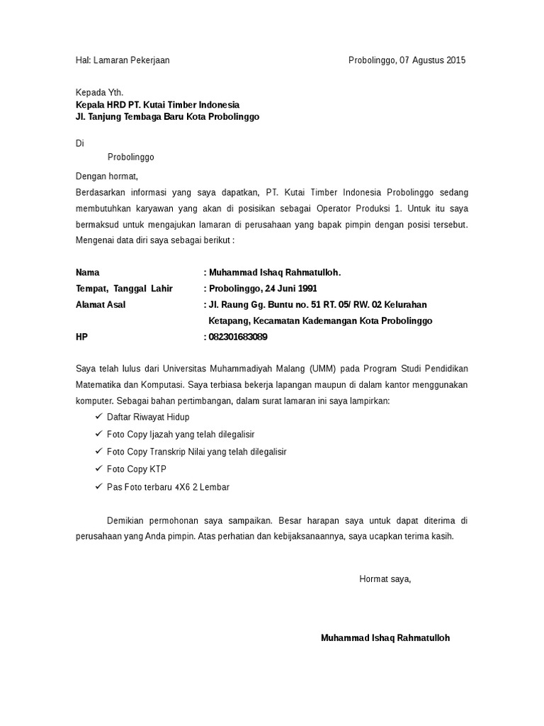 50+ Contoh Surat Lamaran Kerja Bahasa Inggris Lilis