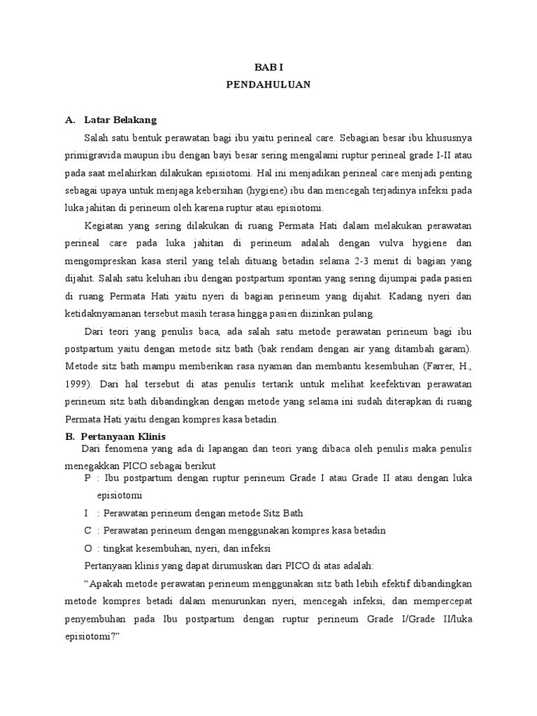Laporan Analisis Jurnal Sitz Bath Vs Povidone Iodine PDF