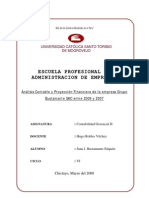 Análisis Contable y Proyección Financiera de la empresa Grupo Bustamante periodo 2006-2007 (Word)
