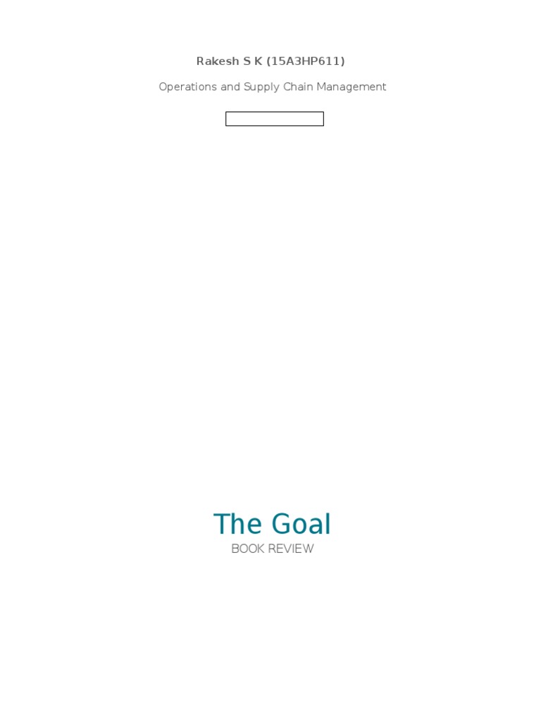 The Goal Book Review Inventory Business