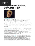 Why Thomas Aquinas Distrusted Islam