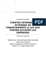 Fuentes Internas y Externas de Financiamiento A Las Que Pueden Acceder Las Empresas