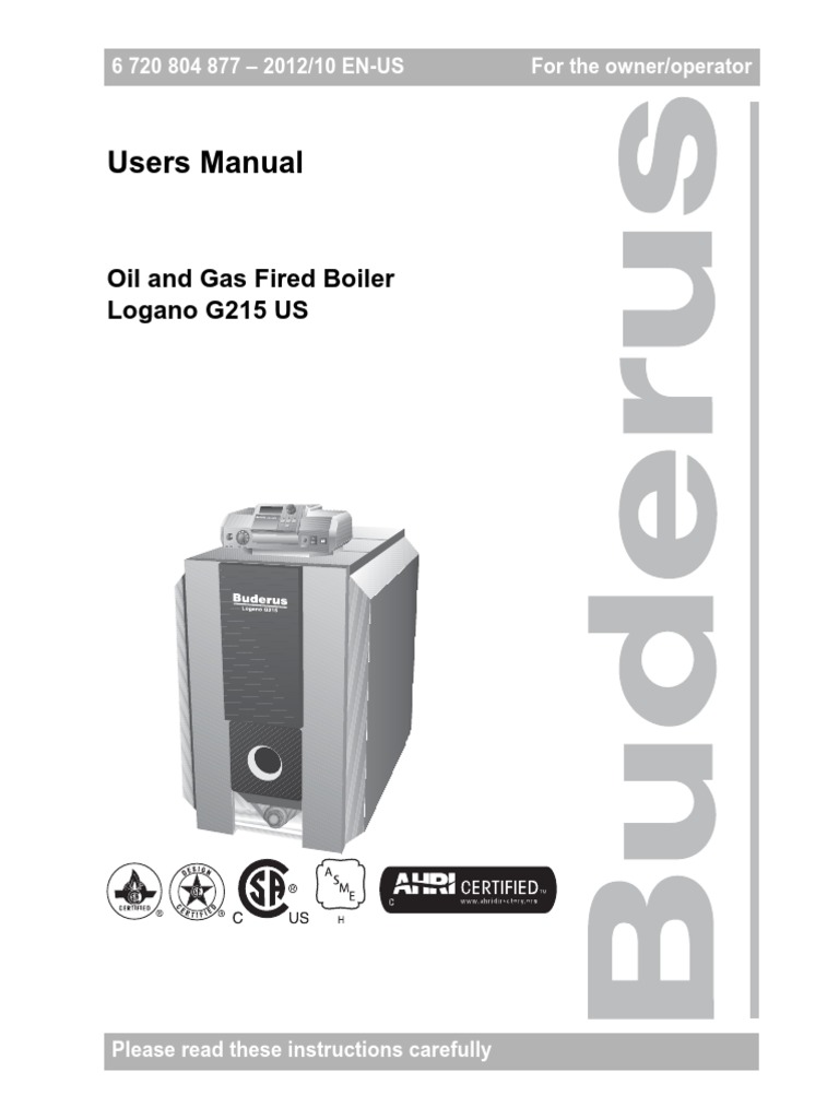 Buderus G215 User Manual | PDF | Boiler | Combustion