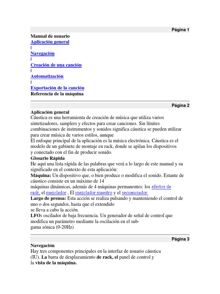 Manual Caustic PDF Sintetizador Teclado