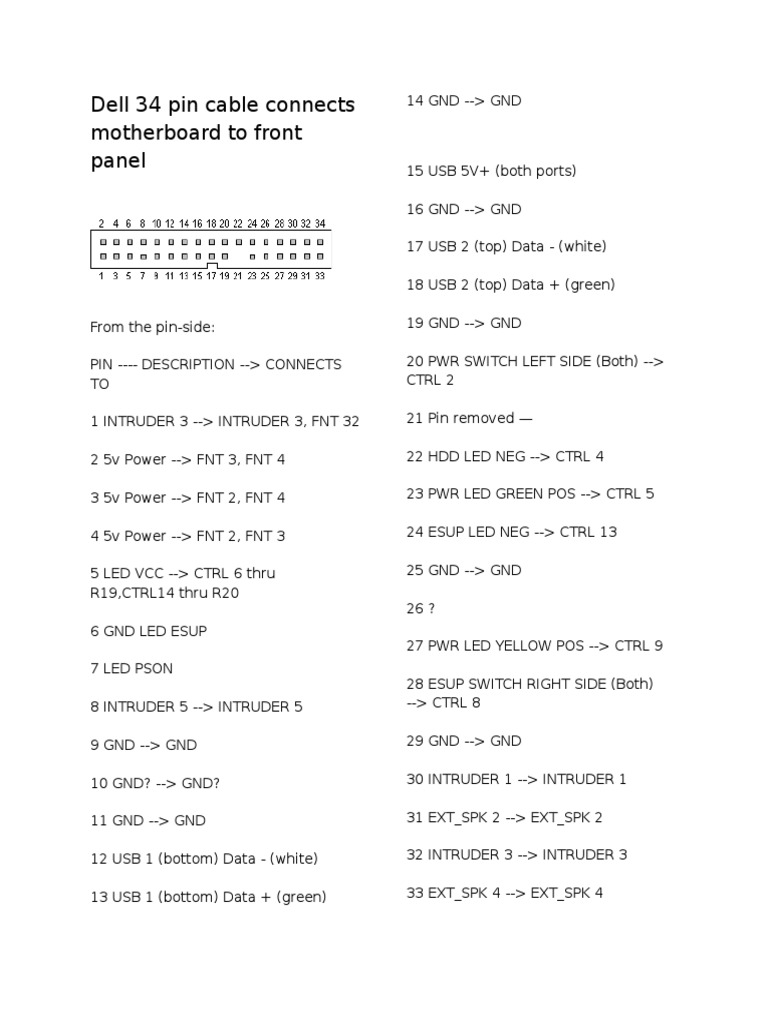 Dell OptiPlex 790 Front Panel Pinout | PDF