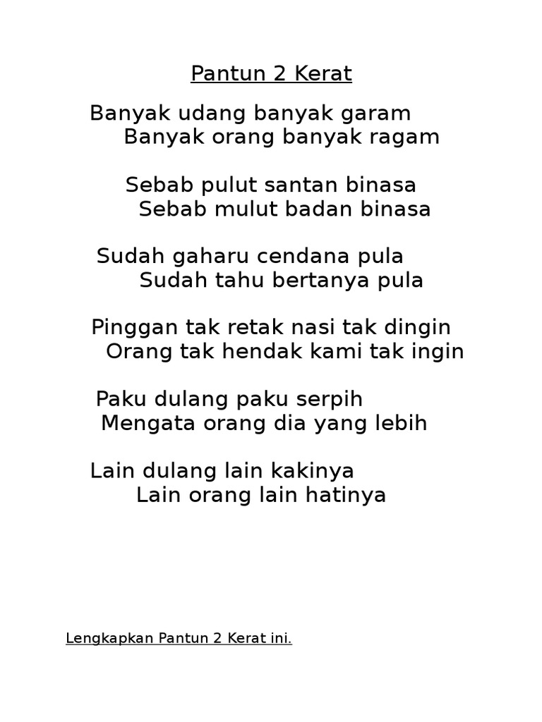 Pantun 2 Kerat Pdf