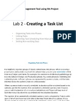Lab 2 - Creating A Task List: Project Management Tool Using Ms Project