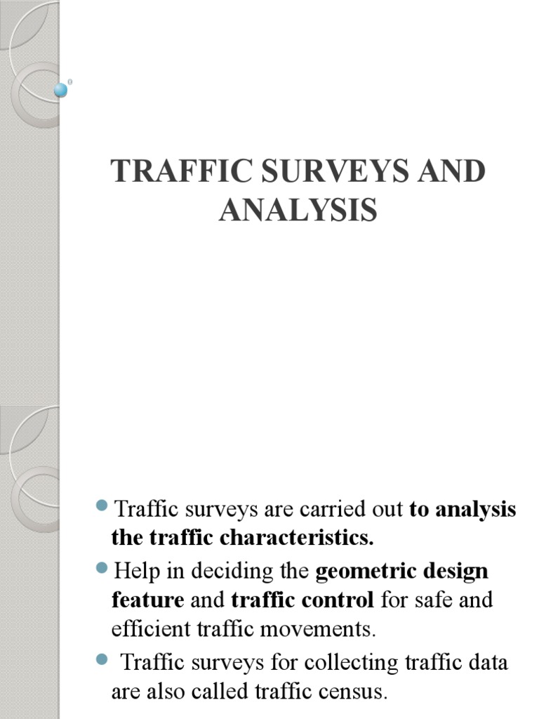 Traffic Surveys and Analysis PDF Traffic Traffic Collision