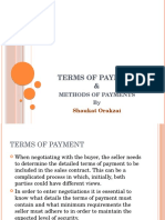 Terms and Methods of Payment