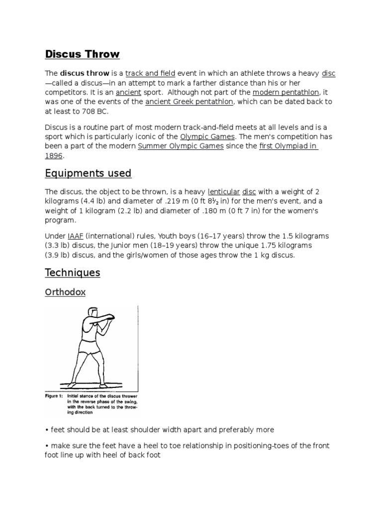 Discus Throw PDF Games Of Physical Skill Athletic Sports