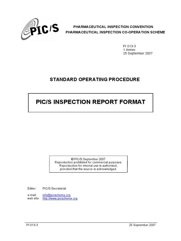10 Pi 013 3 Sop On Pics Inspection Report | PDF | Government | Business