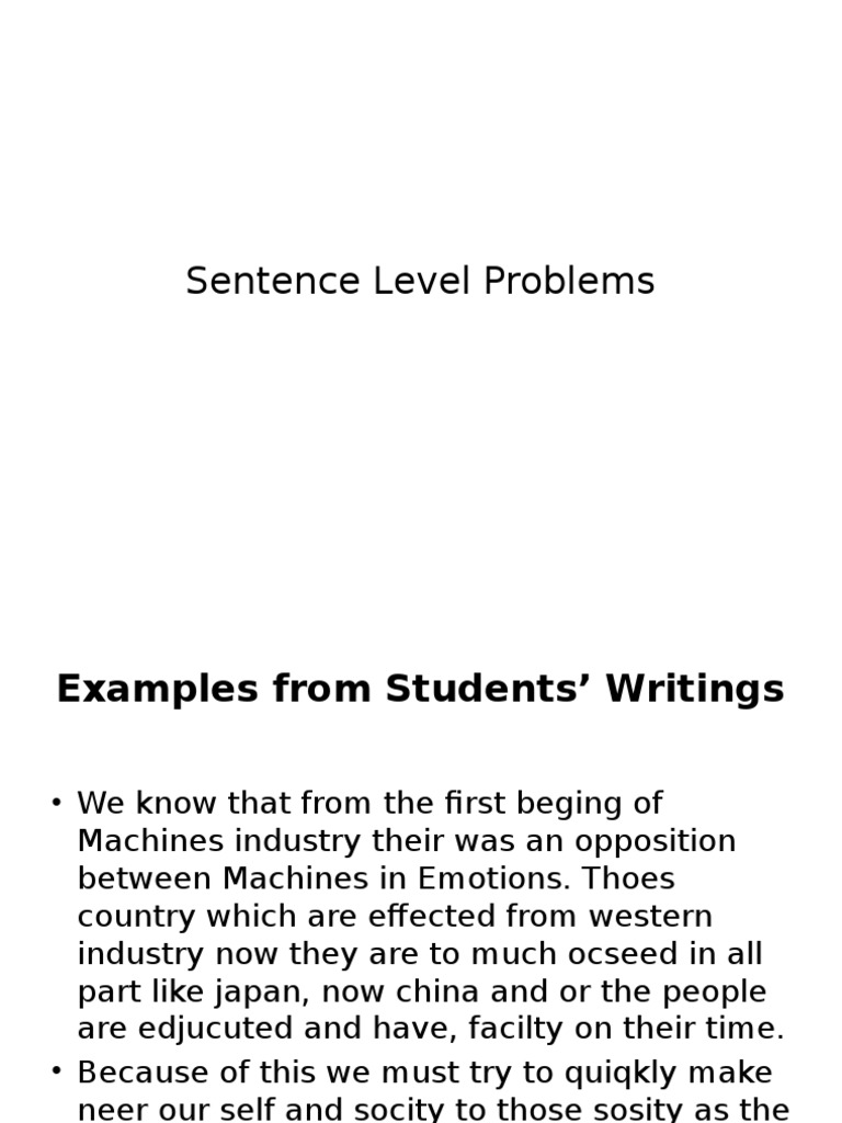 Sentence Level Problems PDF Sentence Linguistics Clause