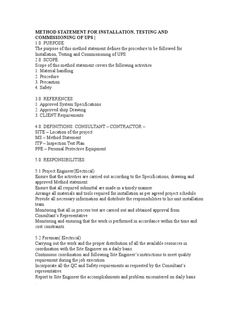 UPS Installation and Commissioning Method | PDF | Personal Protective ...