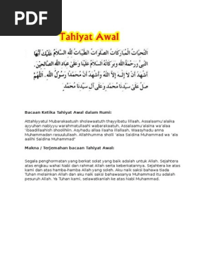 Bacaan Ketika Tahiyat Awal Dalam Rumi