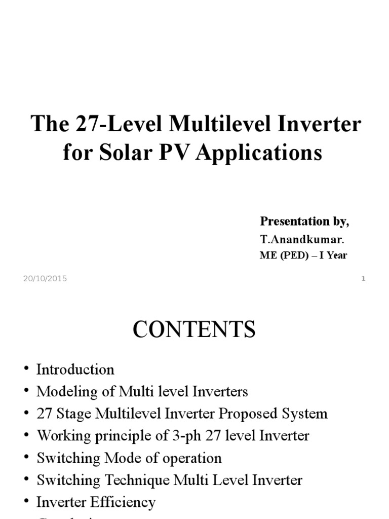 Multilevel Inverters for Solar PV | PDF | Power Inverter | Computer ...