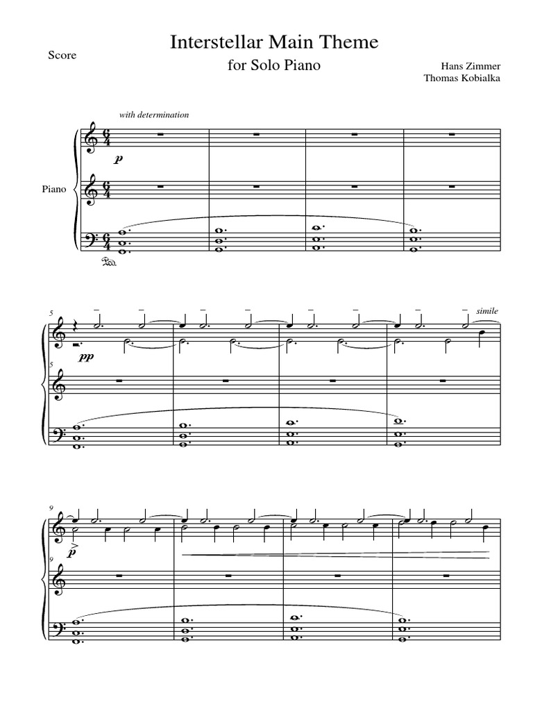 Interstellar Main Theme - Piano Solo | PDF