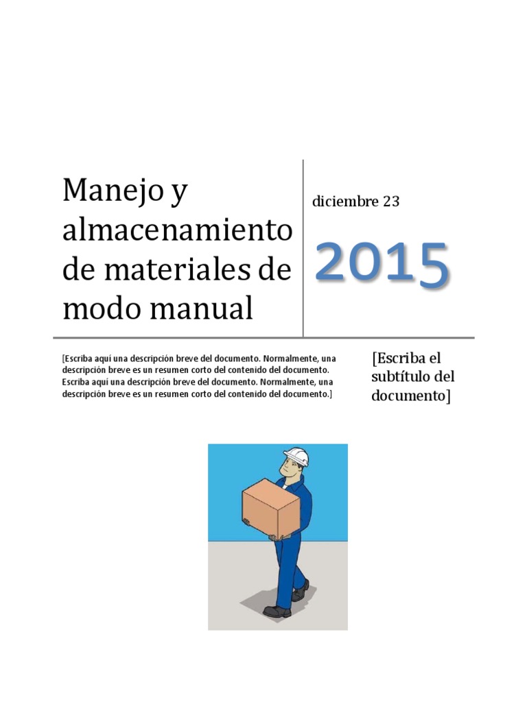 Manejo de Materiales de Modo Manual | PDF | Mercancías peligrosas | La ...