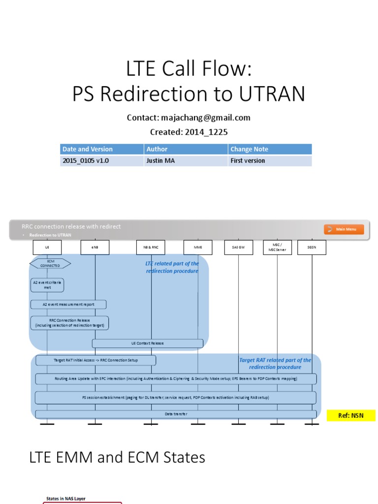 LTE to UTRAN Redirection Call Flow | PDF | Internet Protocols ...
