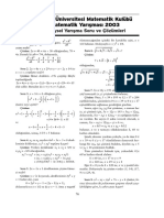 Doğuş Üniversitesi Matematik Kulübü Matematik Yarışması 2003