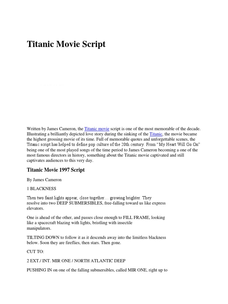 Titanic Movie Scripts | Titanic Handwritten Movie Script Poster – MAMOC