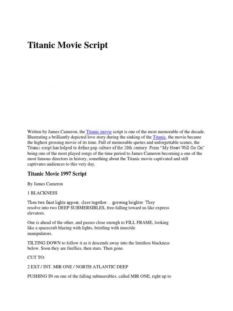 1997 Titanic Movie Script | PDF | Nature
