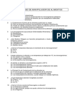 Examen Curso Manipulador alimentos