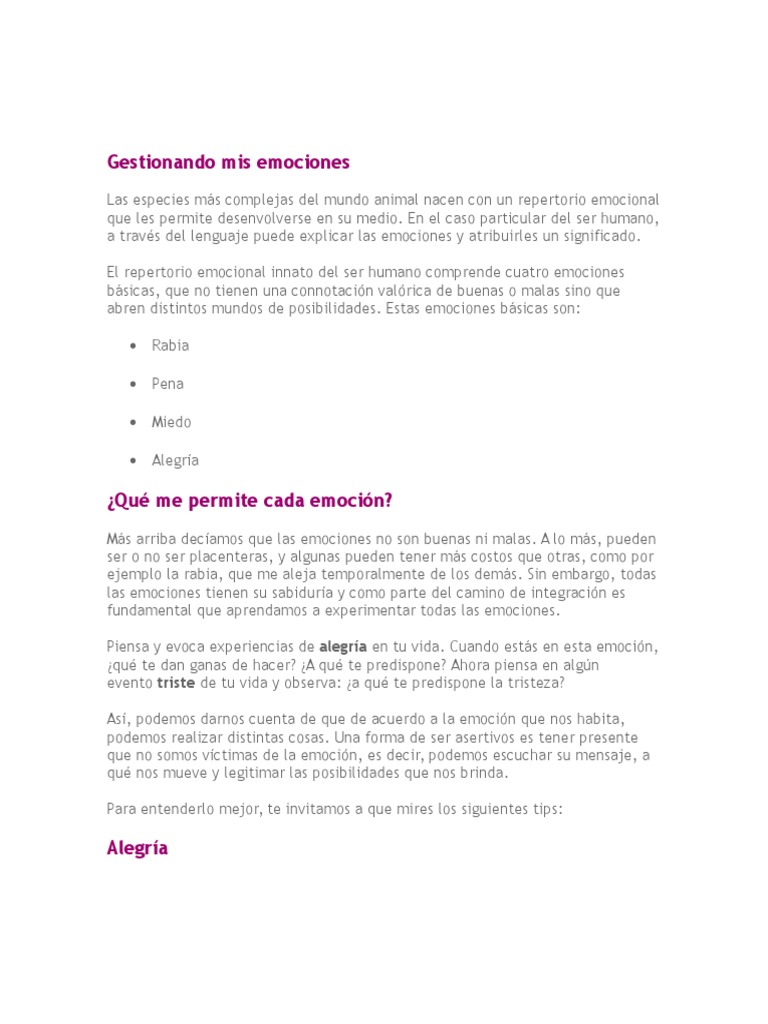 Gestión de emociones en la infancia | PDF | Las emociones | Color