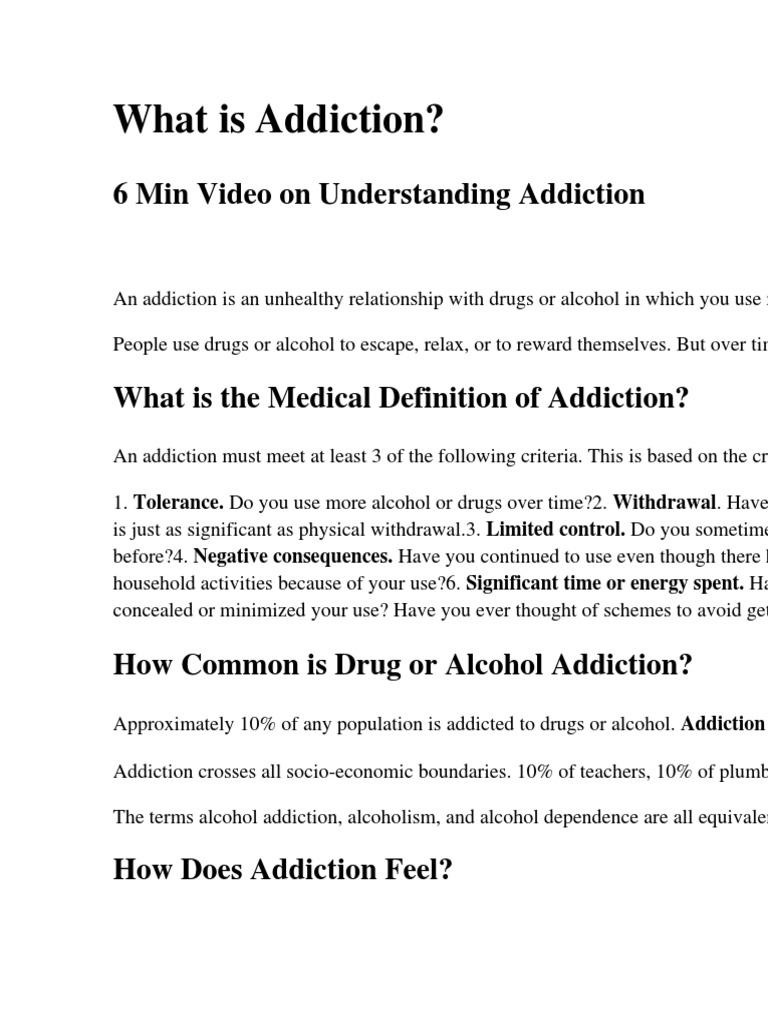 Understanding Addiction Defined | PDF