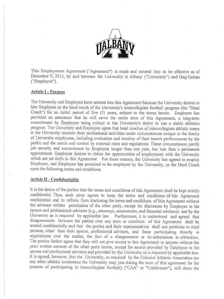 Greg Gattuso Employment Contract | PDF